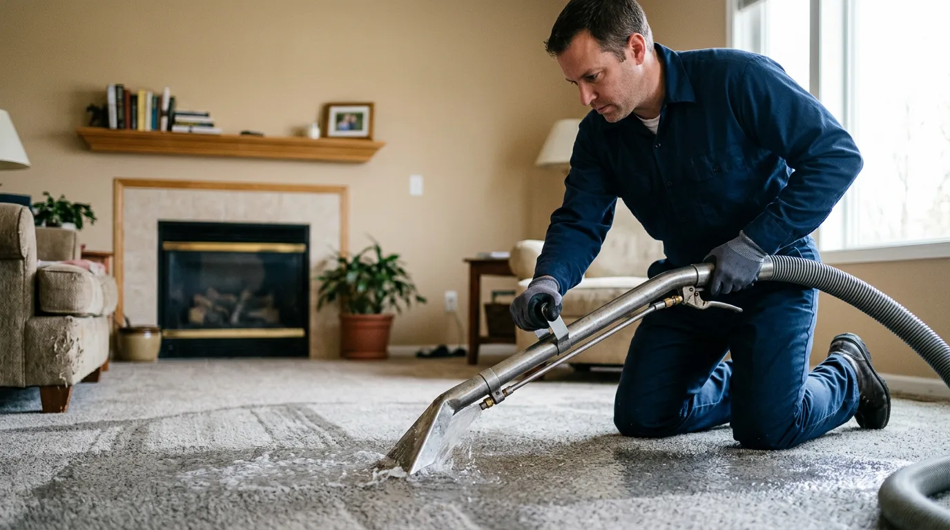 Water damage restoration technician working near New Bedford, PA